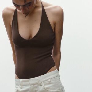 Brown Zara Halter Bodysuit